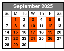 Million Dollar Quartet Show September Schedule