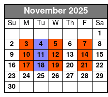 Million Dollar Quartet Show November Schedule