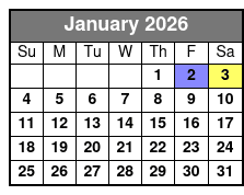 David at Sight & Sound Theatres Standard Seating January Schedule