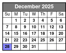 A Tribute to the Music of Taylor Swift (Legends' Version) December Schedule