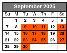Hughes Brothers Music Show Only September Schedule