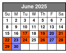 Legends in Concert Standard Seating June Schedule