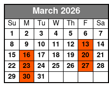 History and Scenic Beauty Van Tour March Schedule