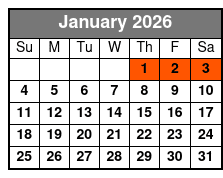 Zipline Canopy Tours January Schedule