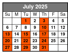 A Tribute To The King July Schedule