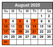 A Tribute To The King August Schedule