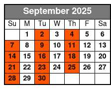 A Tribute To The King September Schedule