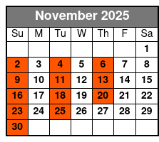 A Tribute To The King November Schedule