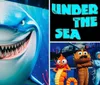 The image shows a vibrant underwater scene with a smiling cartoon shark colorful sea creatures and the text Fun for all ages along with The Columns Concert and Event Center logo