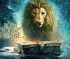 The image features a majestic lion emerging from a snowy mystical background with The Lion The Witch and The Wardrobe text prominently displayed
