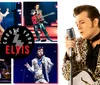 The image showcases multiple performers dressed as Elvis Presley each striking iconic poses from different eras with the text Choose Your Elvis in the center