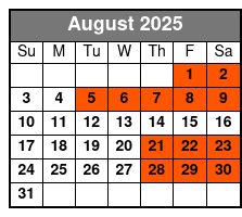 Smoke On The Mountain August Schedule