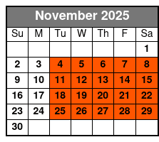 Smoke On The Mountain November Schedule