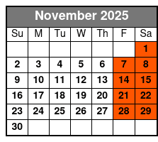 UTV Tours at Fox Creek Park November Schedule