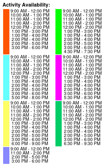 Pink Jeep Tours of Branson  Color Key