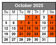 Hamners' Unbelievable Magic Variety Show October Schedule