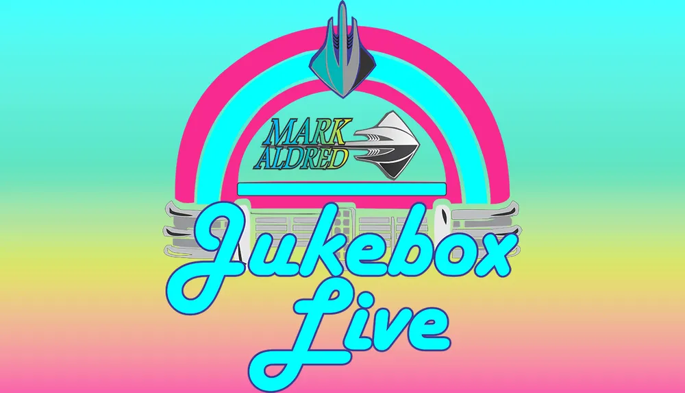 The image features a colorful jukebox design with the text Jukebox Live in bold letters and Mark Aldred written above it
